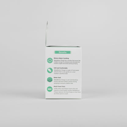 A pair of soft flexible silicone breast pump flange in packaging, designed for gentle and comfortable milk expression