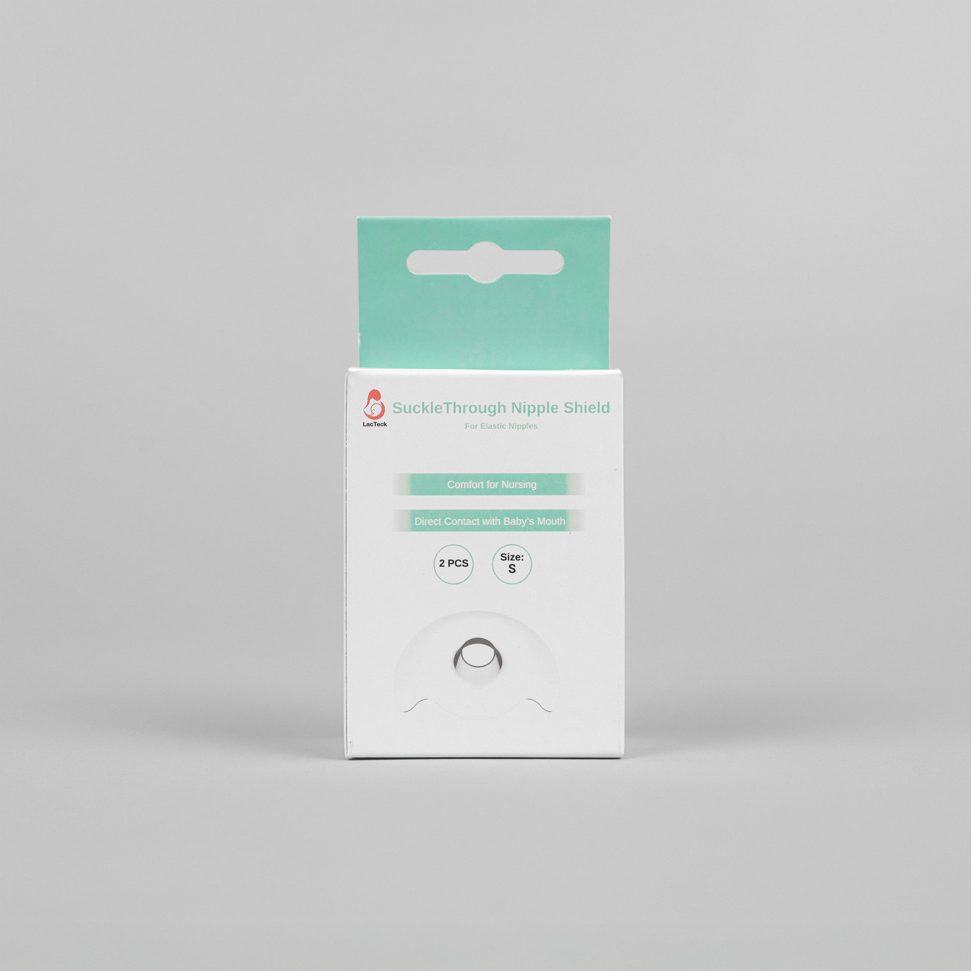 Innovative nipple shield in packaging designed as a gentle stepping stone to wean babies off traditional nipple shields